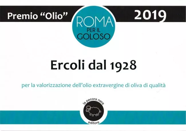 attestato premio per ercoli olio 2019 di pecora nera editore