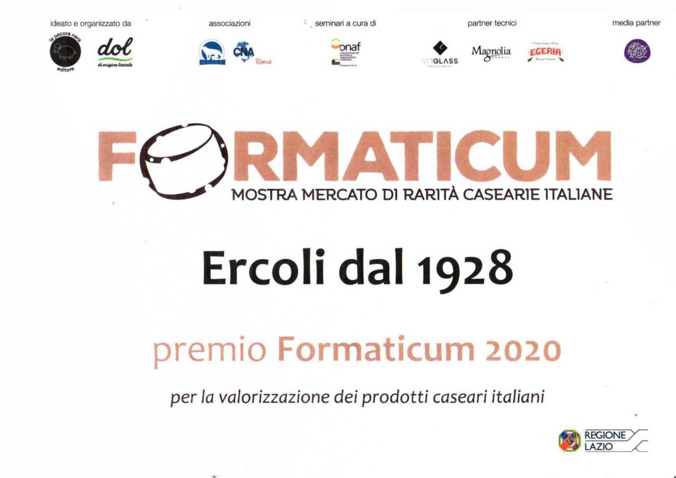 attestato di ercoli per il premio formaticum 2020